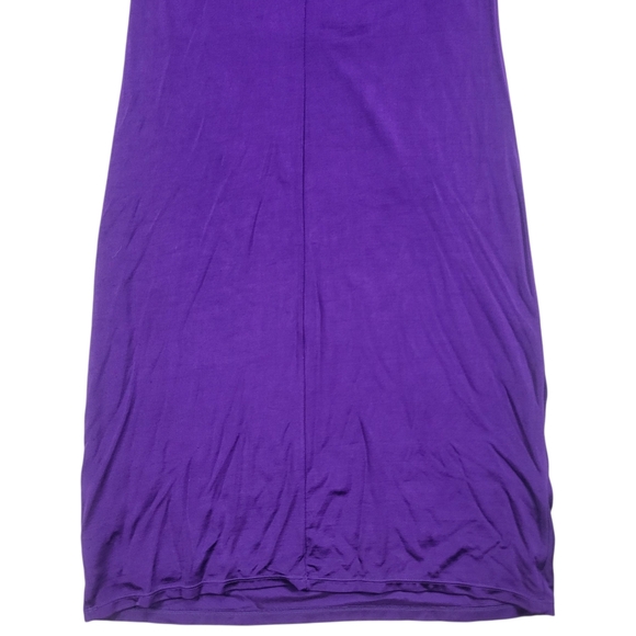 Ralph Lauren Sheath Dress Womens M Royal Purple Midi Faux Wrap Ruched Stretchy - Picture 10 of 12